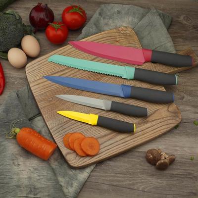 Yipfung Colourful Knives Set of 5,Stainless Steel Sharp Blade with Non Stick Coating.