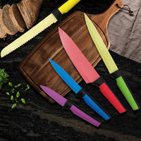 Yipfung Colourful Knives Set of 5 Stainless Steel Sharp Blade with Non Stick Coating