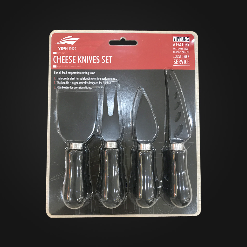 Yipfung Four Piece Cheese Knife Set - Hard Plated Blades and Soft Grip Handles for Easy Control & Comfort