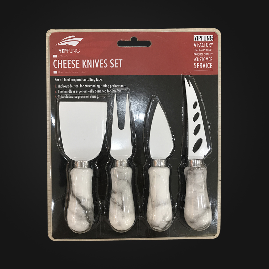 Yipfung Cheese Knife Set with Non Stick Blades, Marble coating handle, Set of 4